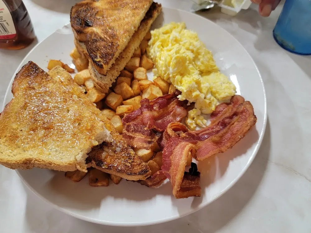 Home Fries Scrambled Eggs Bacon Toast